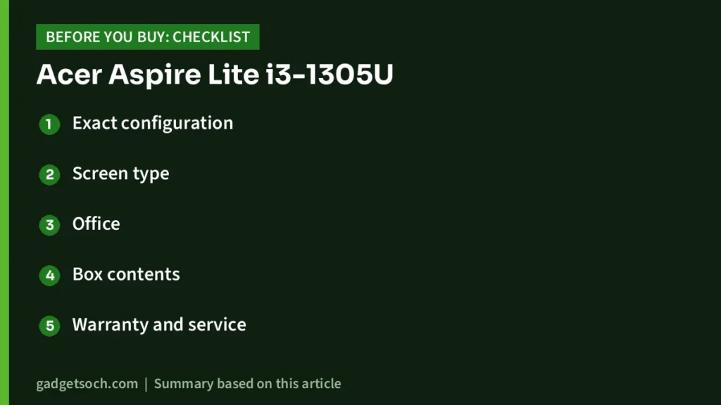 Acer Aspire Lite buying checklist