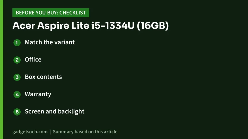 Aspire Lite buying checklist