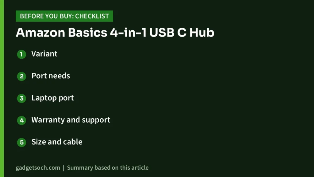 Amazon Basics 4-in-1 USB C Hub buying checklist