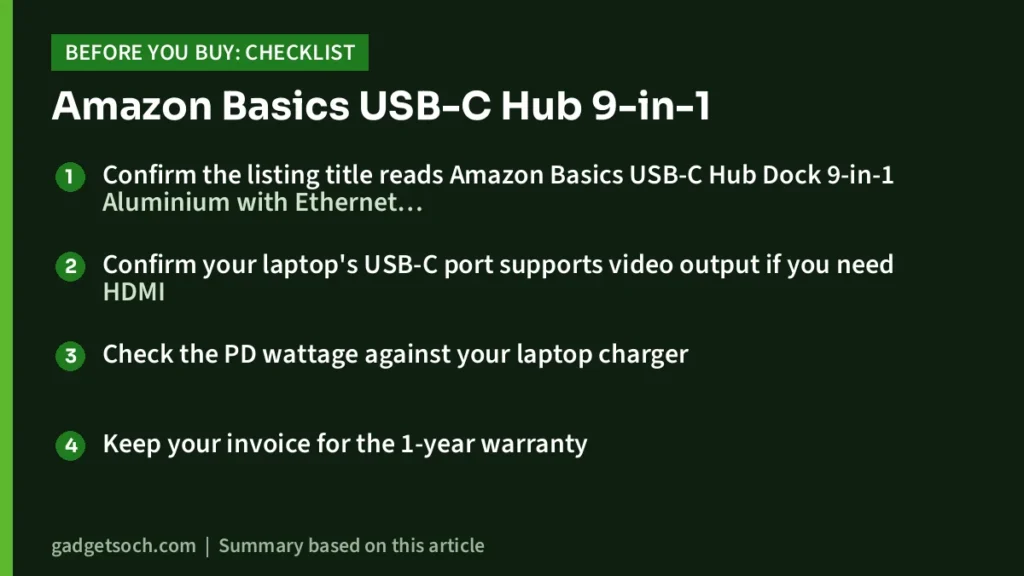 Amazon Basics USB-C Hub buying checklist