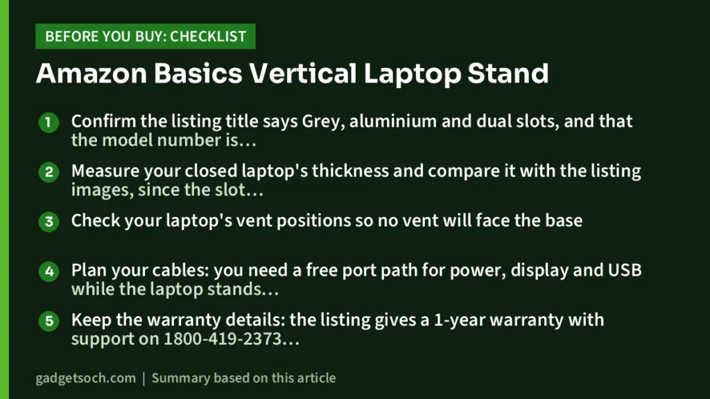 Amazon Basics Vertical Laptop Stand buying checklist
