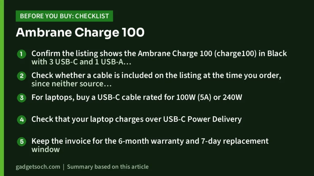 Ambrane Charge 100 buying checklist