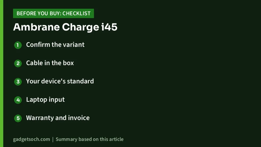 Ambrane Charge i45 buying checklist