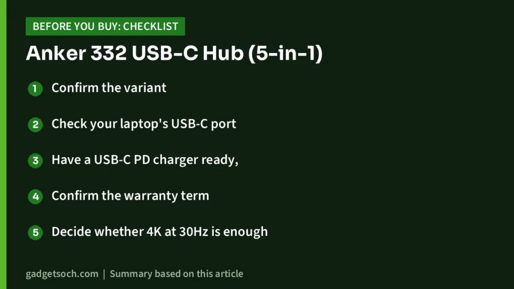 Anker 332 USB-C Hub buying checklist