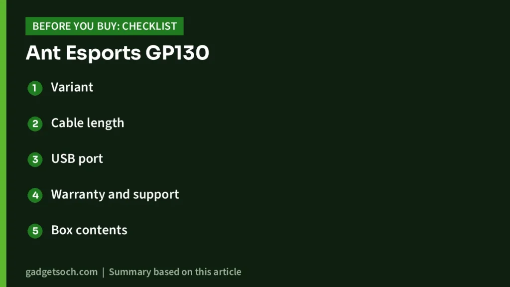 Ant Esports GP130 buying checklist