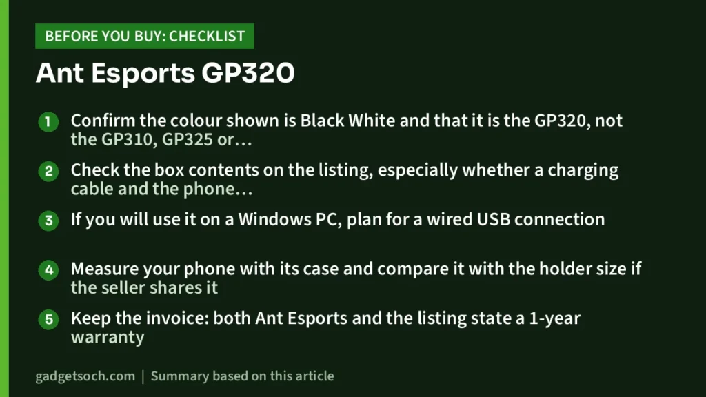 Ant Esports GP320 buying checklist