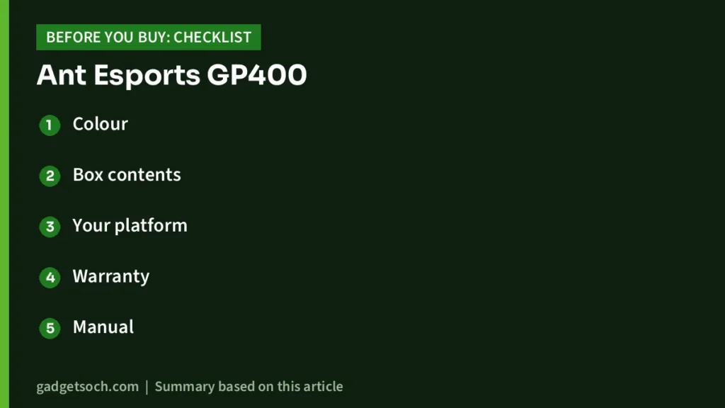 Ant Esports GP400 buying checklist