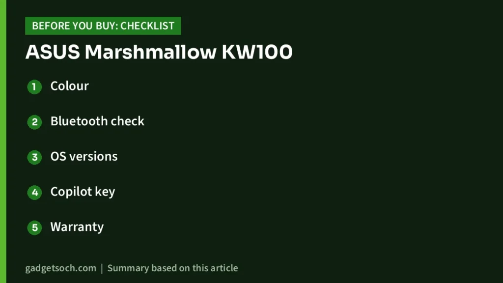 ASUS Marshmallow KW100 buying checklist