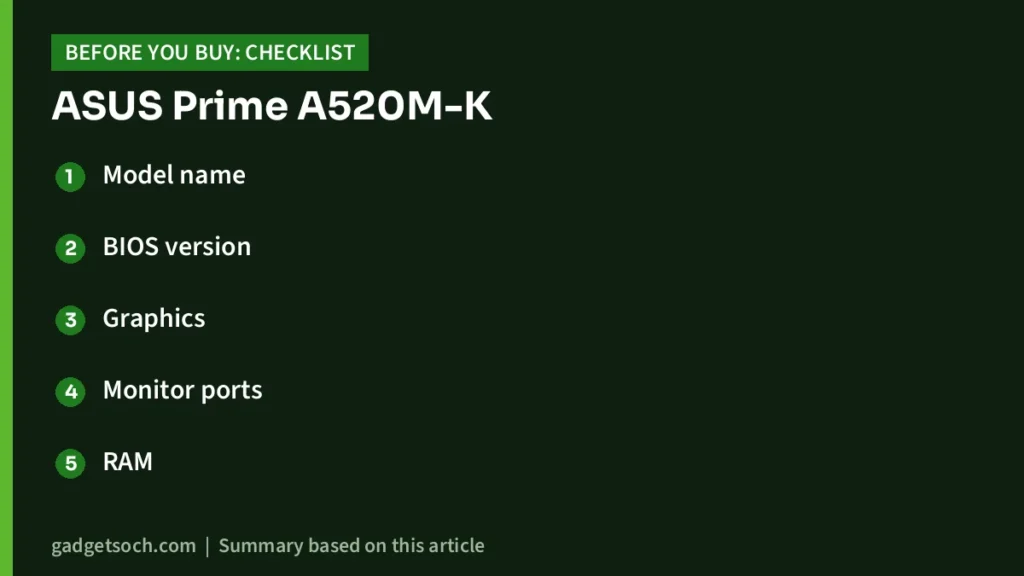ASUS Prime A520M-K buying checklist