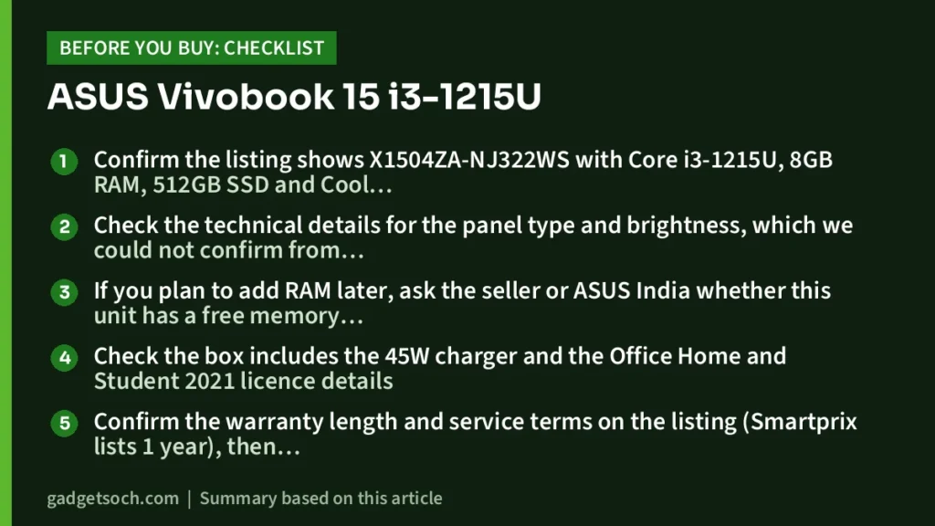 ASUS Vivobook 15 buying checklist