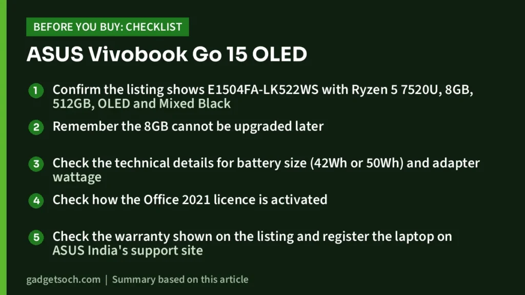 Vivobook Go 15 OLED buying checklist