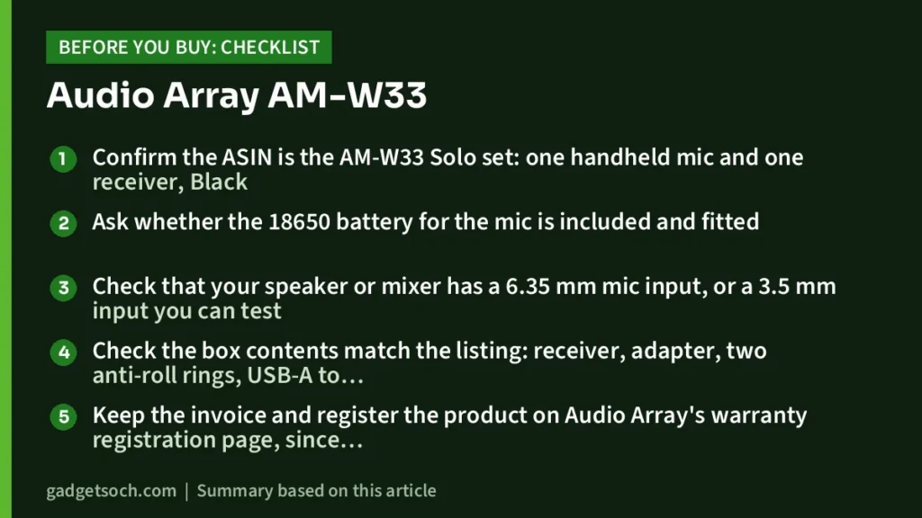 Audio Array buying checklist
