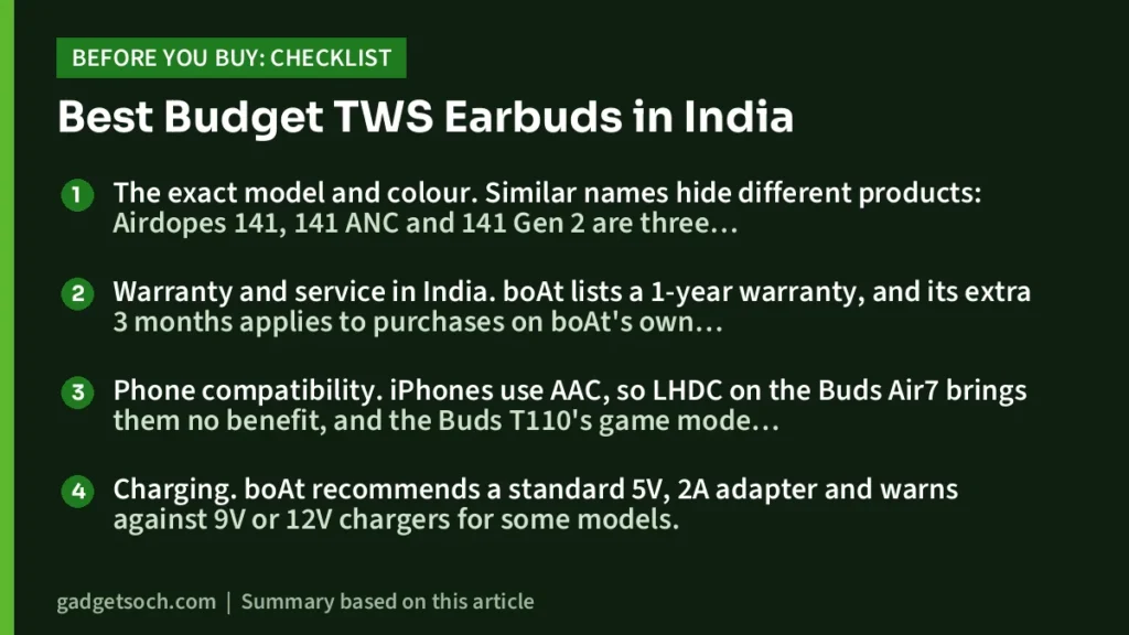 Best Budget TWS Earbuds: buying checklist