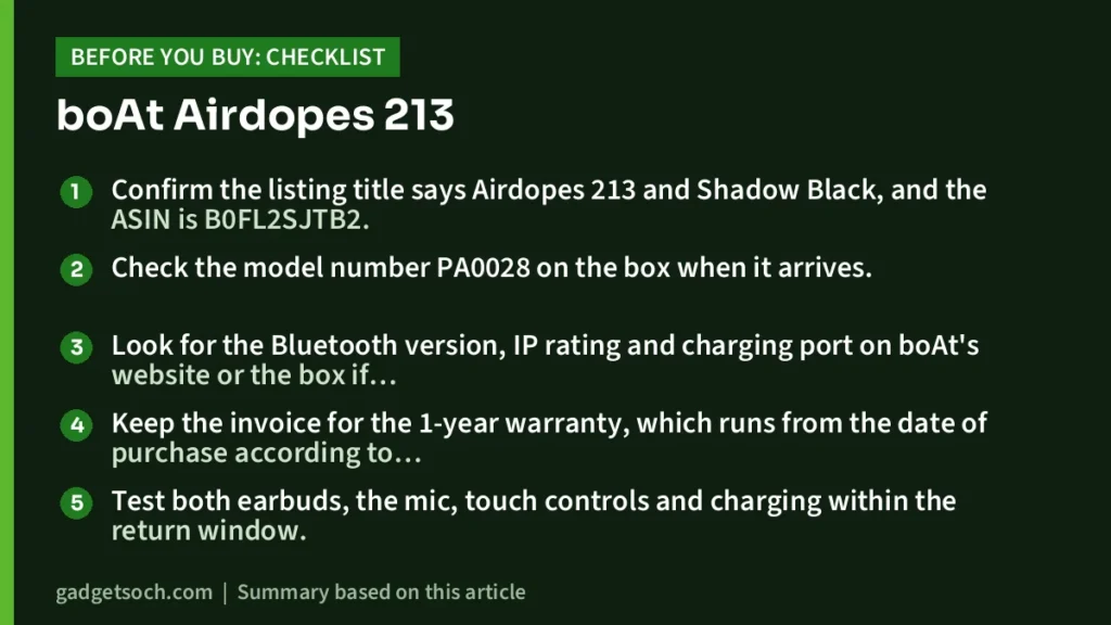 Airdopes 213 buying checklist