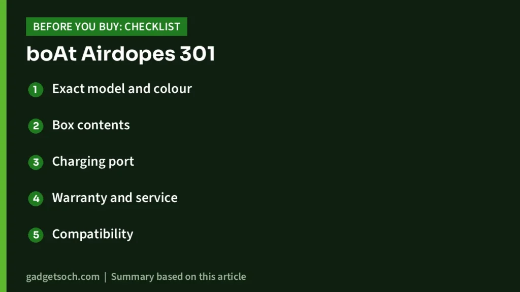 Airdopes 301 buying checklist
