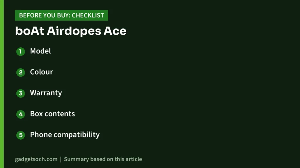 Airdopes Ace buying checklist
