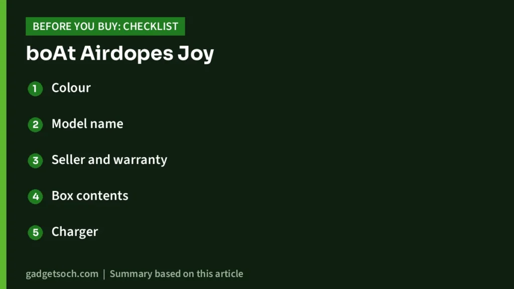 boAt Airdopes Joy buying checklist