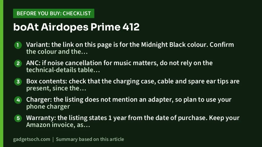 boAt Airdopes Prime 412 buying checklist