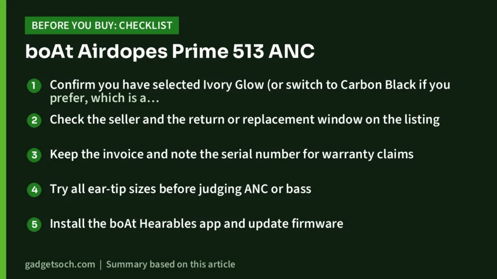 boAt Airdopes Prime 513 ANC buying checklist