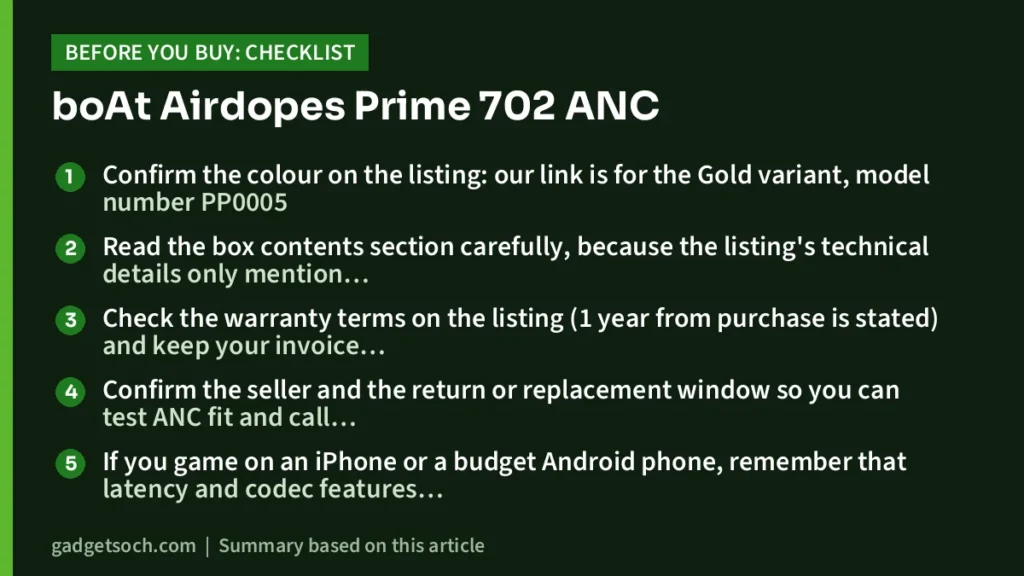 boAt Airdopes Prime 702 ANC buying checklist