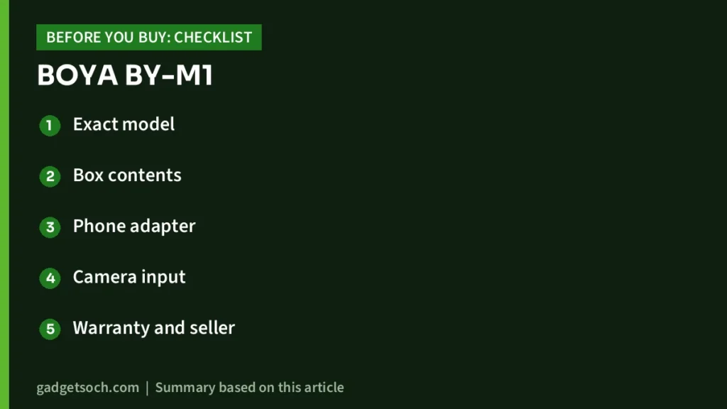 BOYA BY-M1 buying checklist