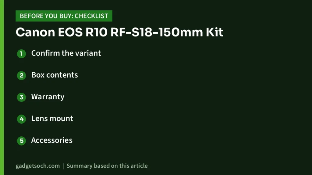 Canon EOS R10 buying checklist