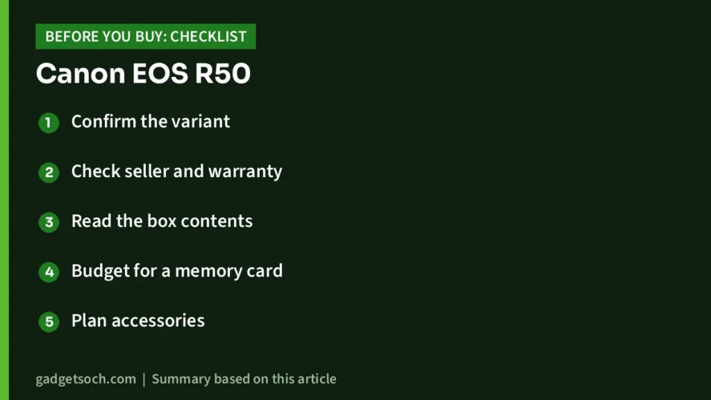 Canon EOS R50 buying checklist