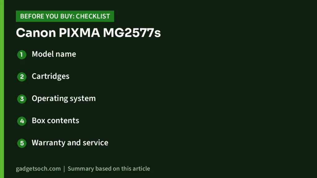 Canon PIXMA MG2577s buying checklist