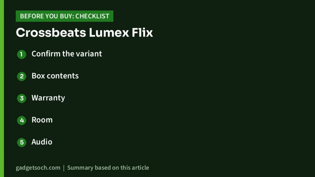 Crossbeats Lumex Flix buying checklist