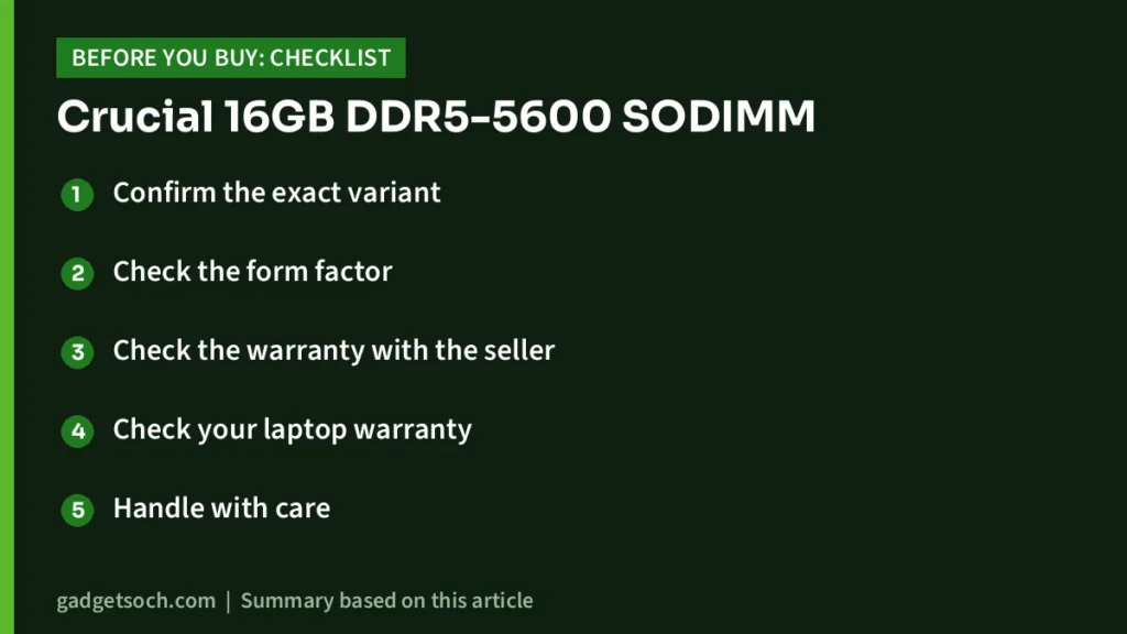 Crucial 16GB DDR5-5600 SODIMM buying checklist