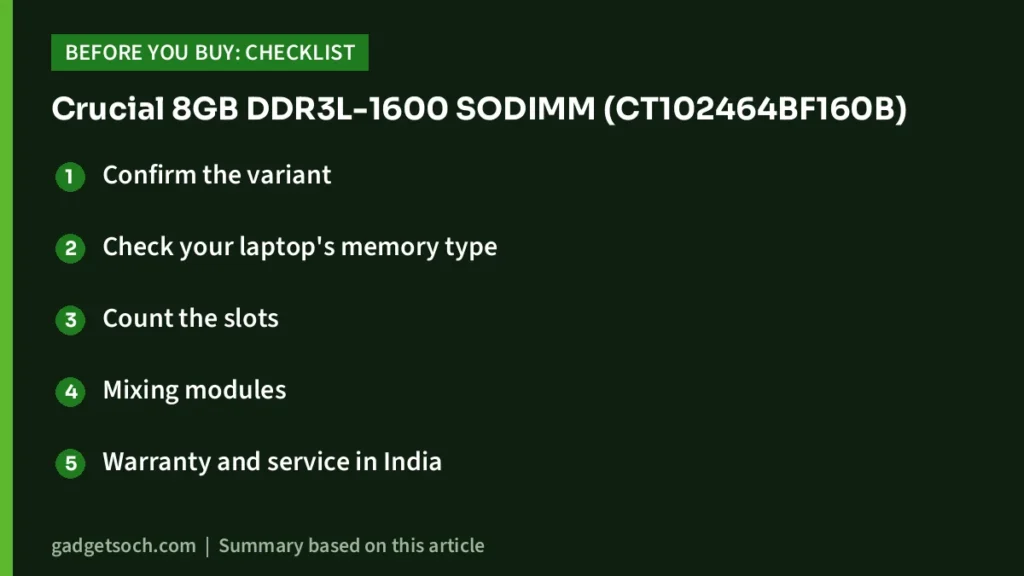 Crucial 8GB DDR3L: buying checklist