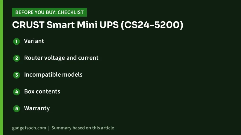 CRUST Smart Mini UPS buying checklist