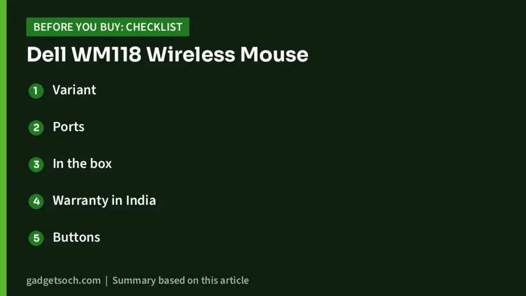 Dell WM118 buying checklist