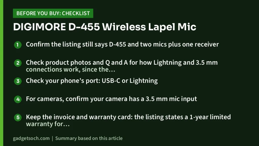DIGIMORE D-455 buying checklist