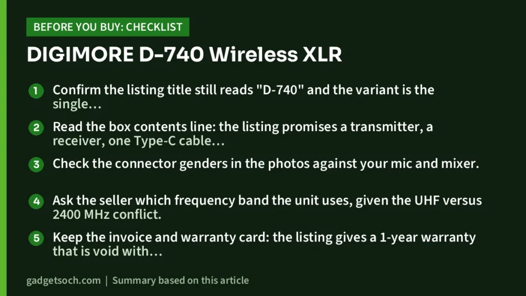 DIGIMORE D-740 buying checklist