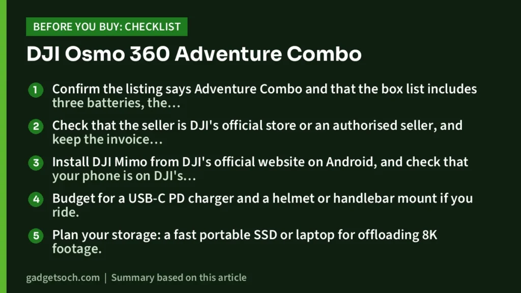 DJI Osmo 360 buying checklist