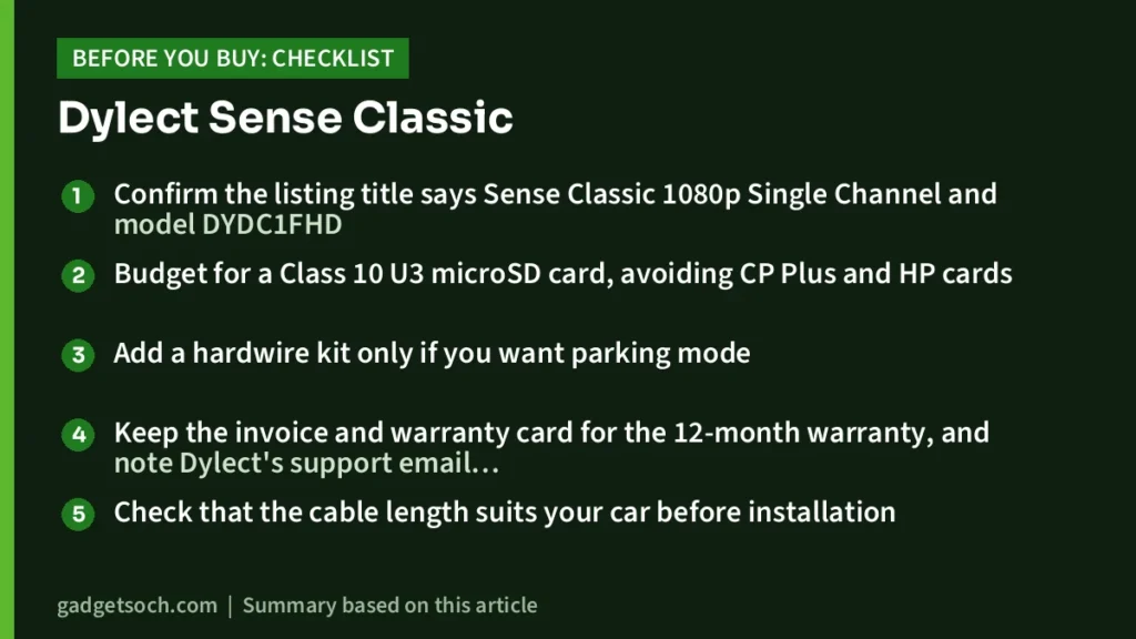 Dylect Sense Classic buying checklist