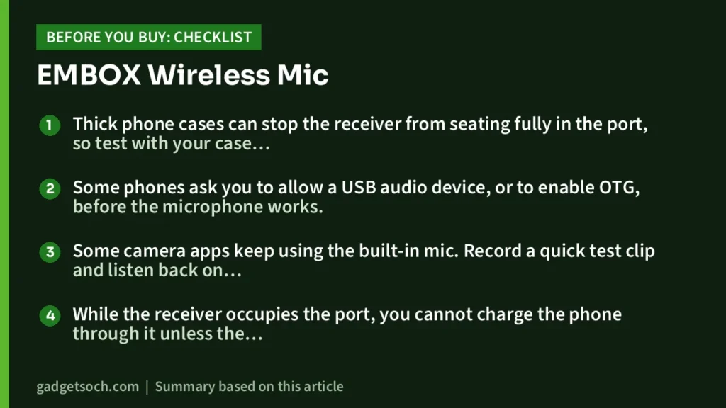 EMBOX Wireless Mic buying checklist