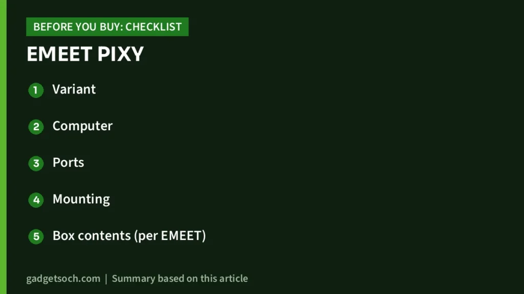 EMEET PIXY buying checklist