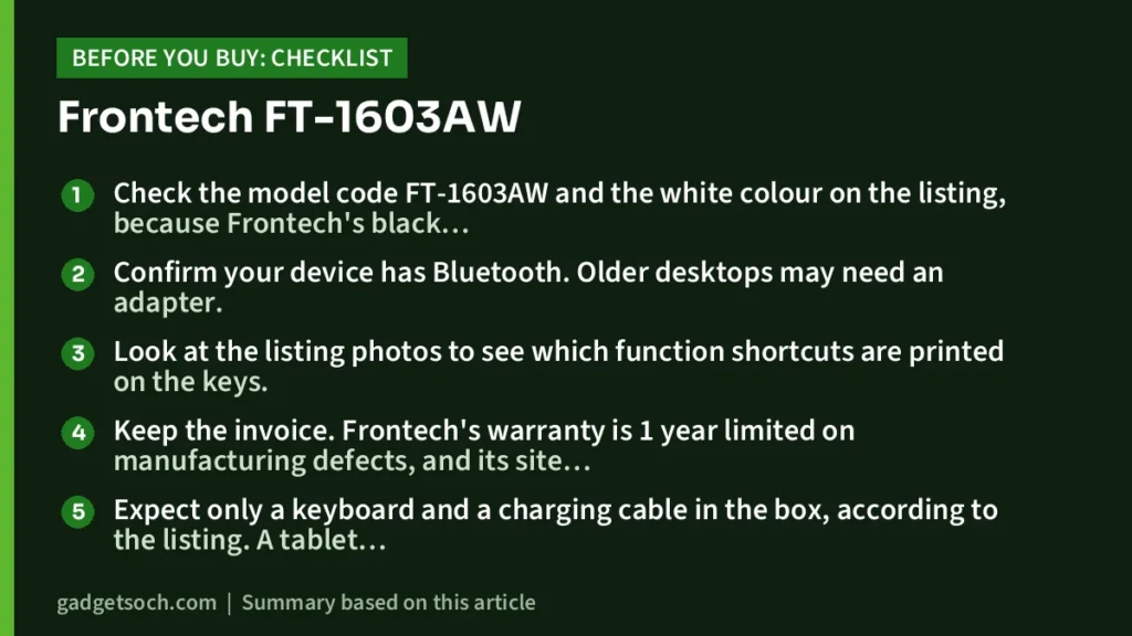 Frontech FT-1603AW buying checklist