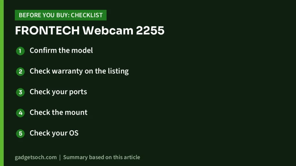 FRONTECH Webcam 2255 buying checklist