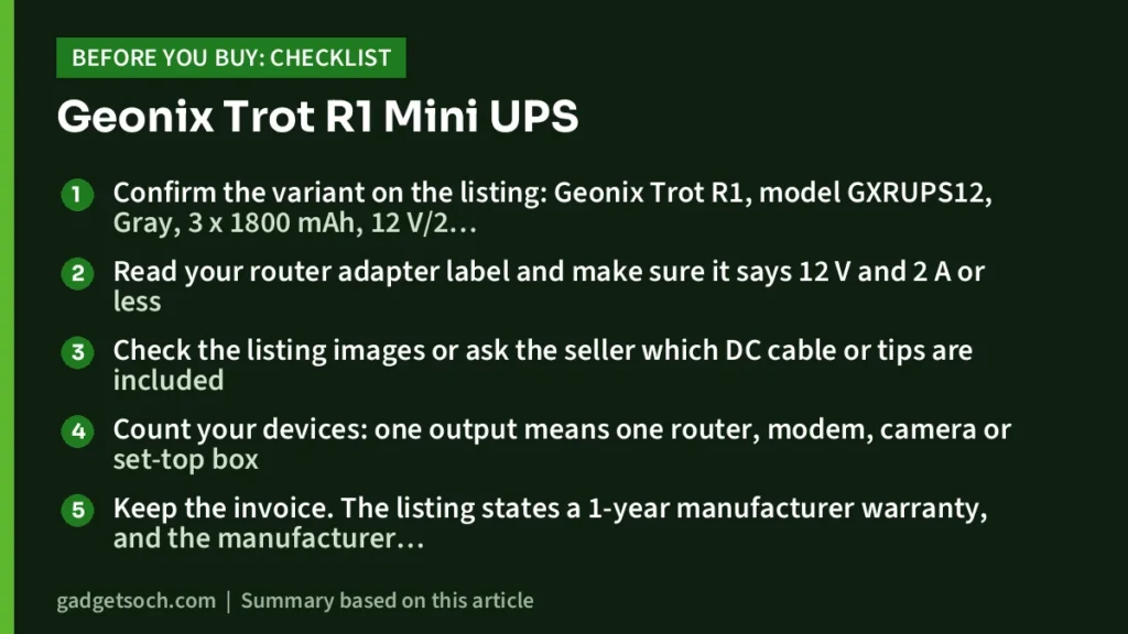 Geonix Trot R1 buying checklist