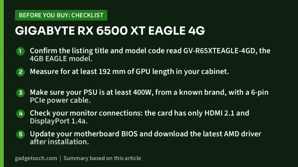 RX 6500 XT buying checklist