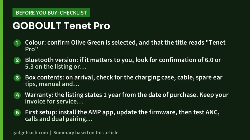GOBOULT Tenet Pro buying checklist