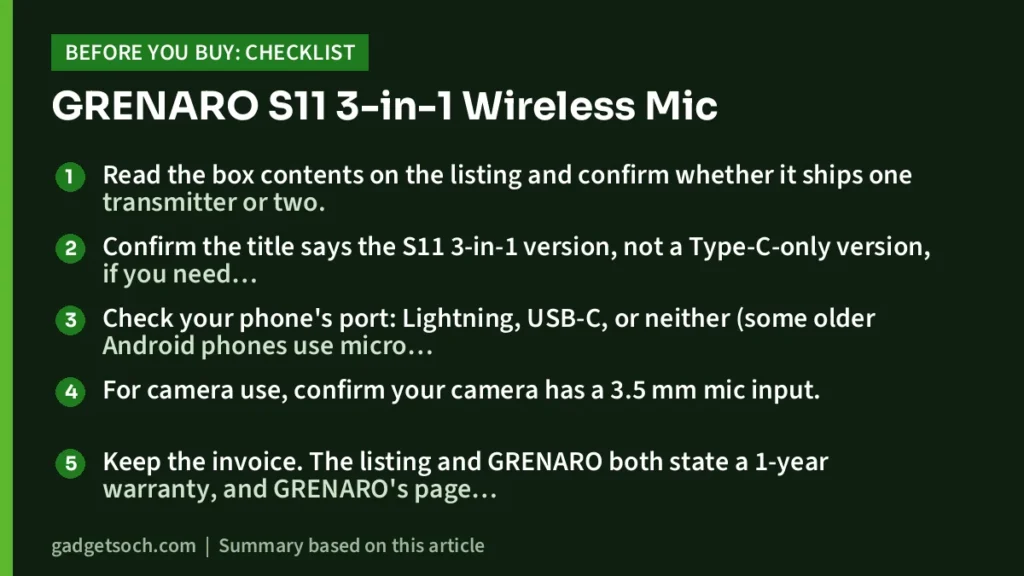 GRENARO S11 buying checklist