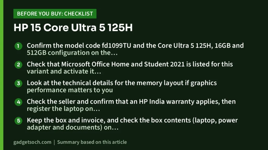 HP 15 buying checklist
