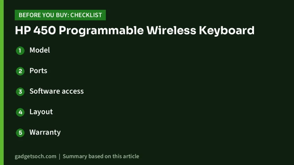 HP 450 Programmable Wireless Keyboard buying checklist