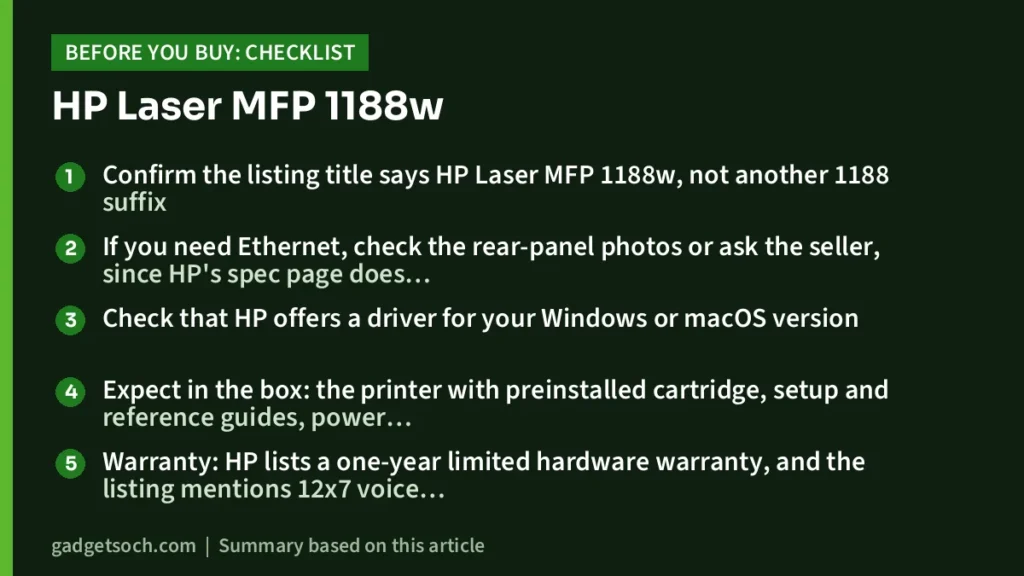 HP Laser MFP 1188w buying checklist