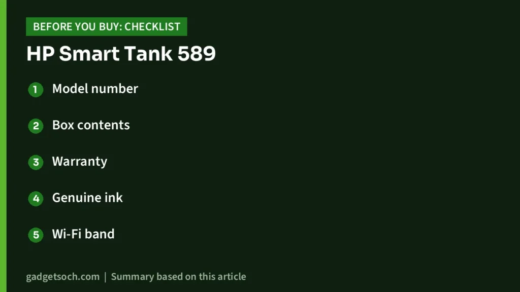 HP Smart Tank 589 buying checklist
