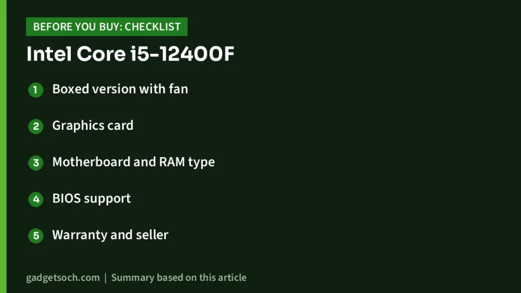 Intel Core i5-12400F buying checklist